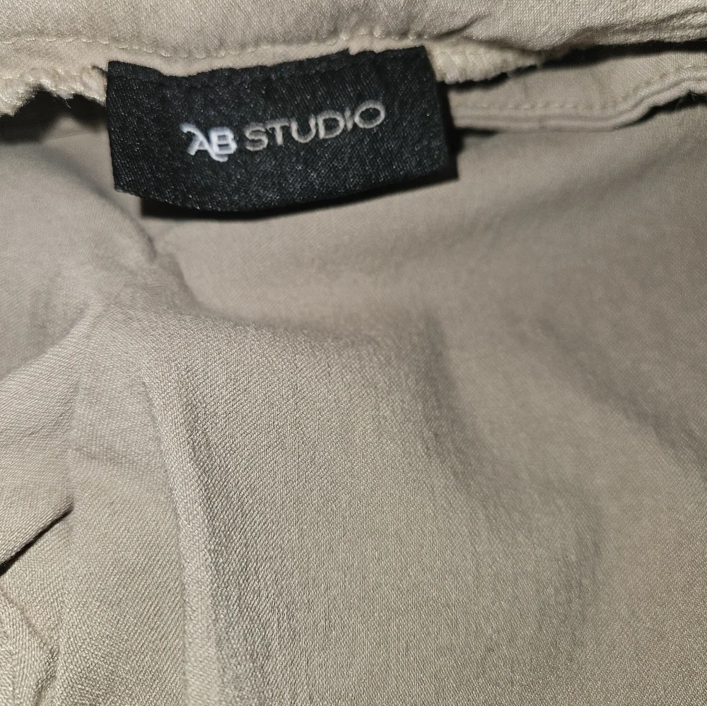 AB StudioTan Khaki Stretch Chino Dress Pants Size 10 Rayon Blend Career Trousers - Picture 3 of 9